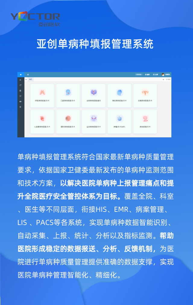 【产品动态】亚创单病种填报管理系统